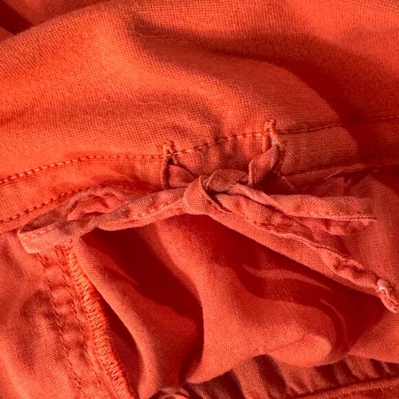 Athleta SZ 2 Lima Linen Skirt Fold-Over Stretch Waist Pockets Slit Coral Sunset - Picture 6 of 8